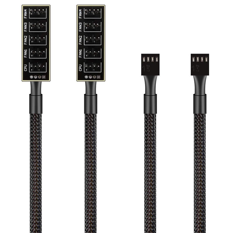 PANO-MOUNTS PWM Fan Hub Cable - 3Pin/4Pin PC Case Fan Splitter with 1-to-5 Expansion for CPU Cooler, ITX Mining Rig (2-Pack) - Image 1